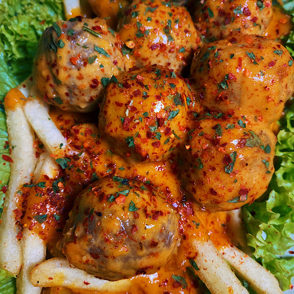 Betul Betul Mintak Maaf (Meatballs, Salted Egg & Fries) - Ashhry Shoshedap