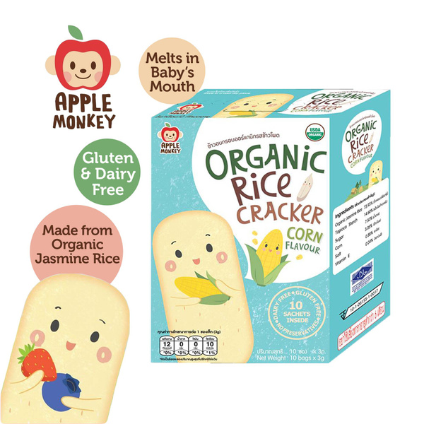 Apple Monkey Org Rice Cracker Corn 30g - Awesome Baby