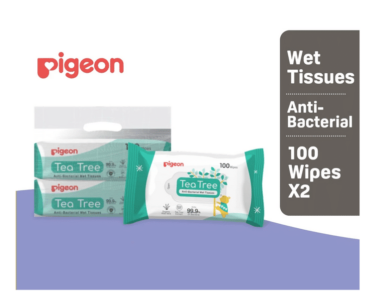 Pigeon Tea Free Anti Bacterial Wet Tissue (100’s x 2) - Awesome Baby