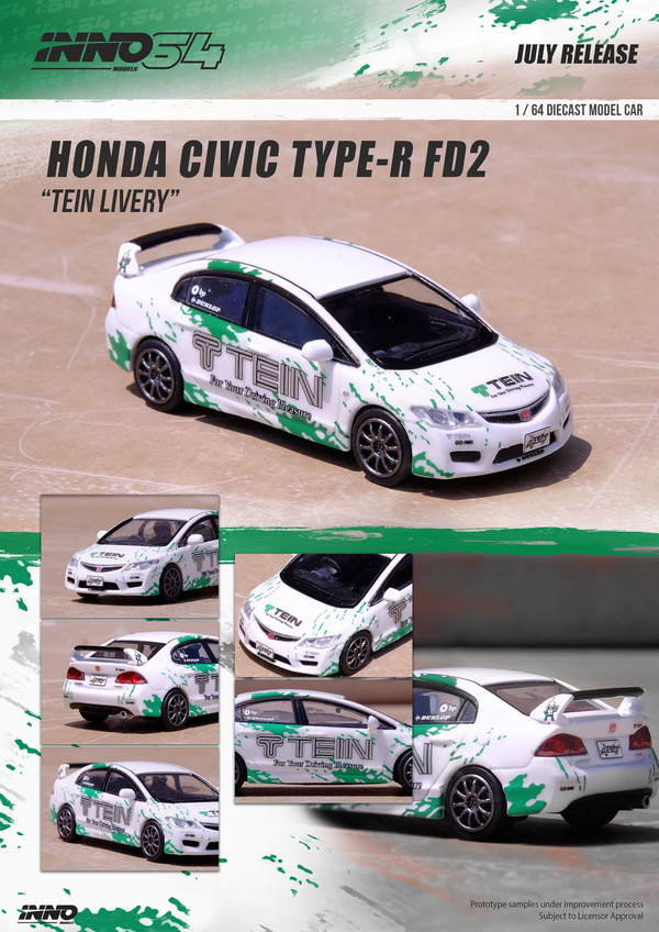 INNO64 Honda Civic Type-R FD2 “TEIN” Livery IN64-FD2-TEIN - Collectors Qube