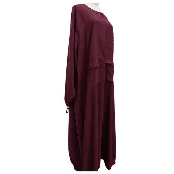 ABAYA NOURA - BURGUNDY - Hayaa Muu Modestwear