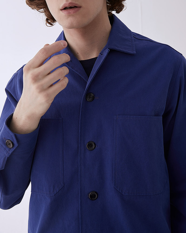 THE CRUCIALTHINGS - Cotton-Twill Overshirt - Blue - H I D E
