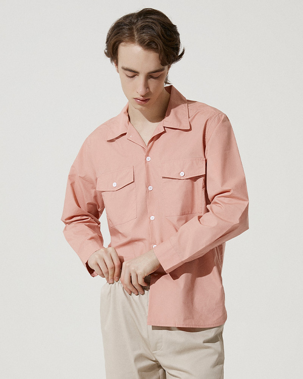 THE CRUCIALTHINGS CampCollar Overshirt Pink H I D E
