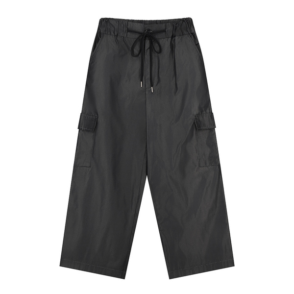 H.030 Unisex Straight Leg Cargo Pants - Gloss Black (สีดำเงา) - H I D E