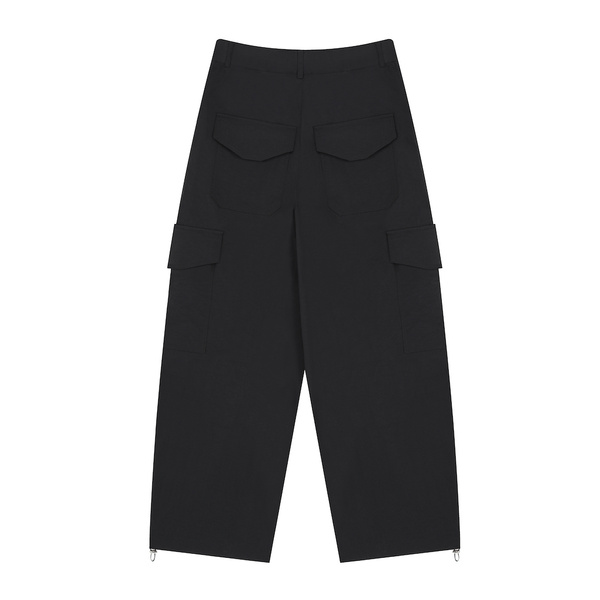 H.033 Unisex Baggy Cargo Pants Black H I D E