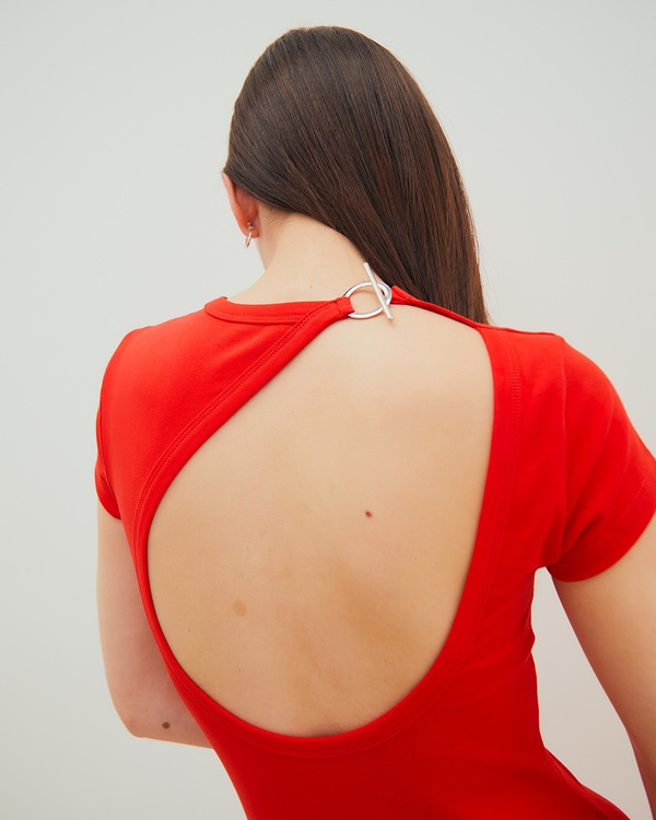 16407 Red Cutout Back Pencil Dress main image 0