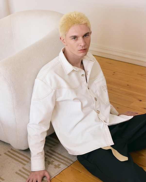 Hunter Studios - Logo Denim Shirt - White - H I D E