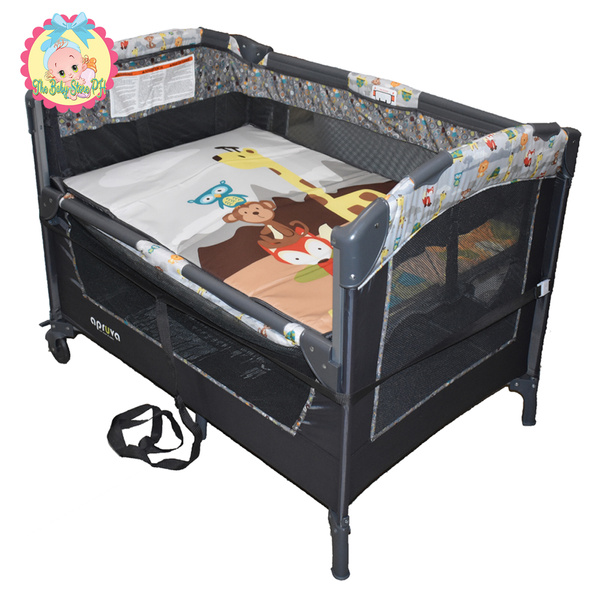 Apruva PP-710 Playpen Crib Co-Sleeper Playpen, (B) Gray Woodland - The ...