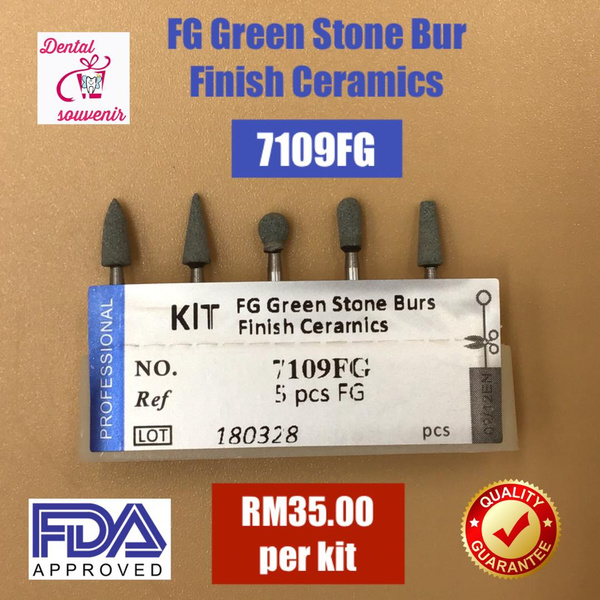 HIGH SPEED Green Stone Bur Finish Ceramics (7109FG) MSLI Dental Supplies