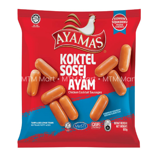 AYAMAS Chicken Cocktail Sausage 800g MTM Mart Taman Samudera