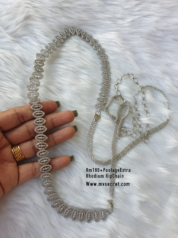 D.NO-031 - RHODIUM HIP CHAIN - MV SECRET JEWELLERY