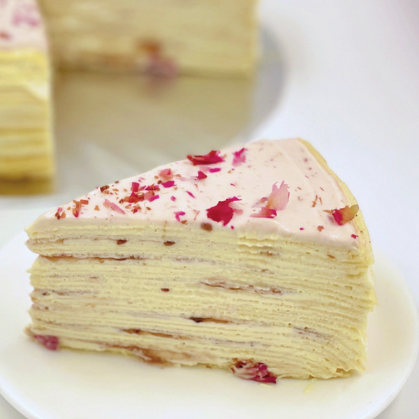 Raspberry & Rose Mille Crepe - Nica Gelateria