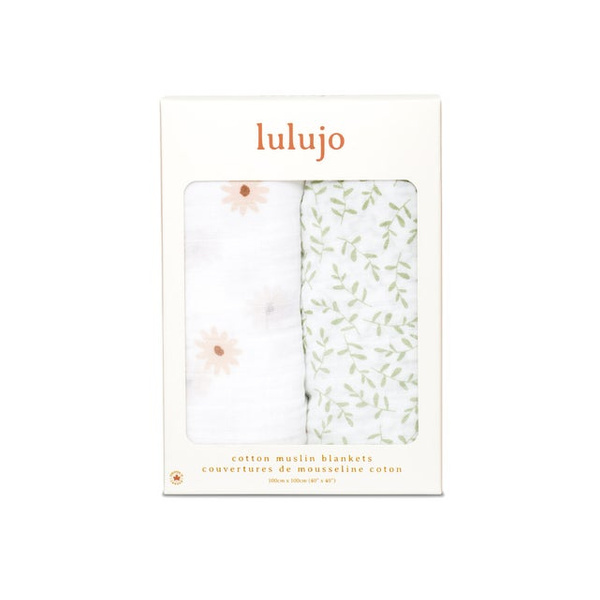 Lulujo Classic Cotton Muslin Swaddle (Set of 2) Storked