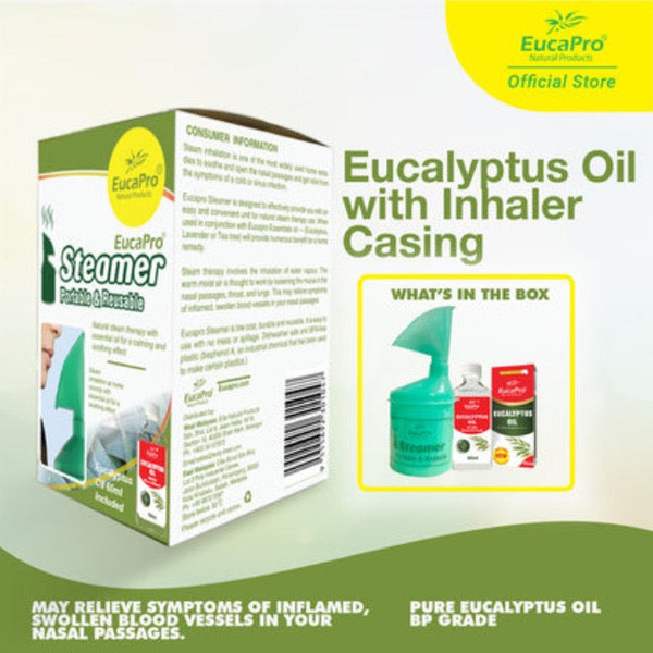 EucaPro Eucalyptus Oil 60ml + Steam Inhaler Set Storked