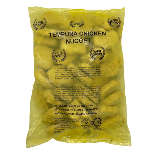 VALUE CHOICE TEMPURA CHICKEN NUGGET MCD 1KG Uno Frozen Foods Sdn Bhd