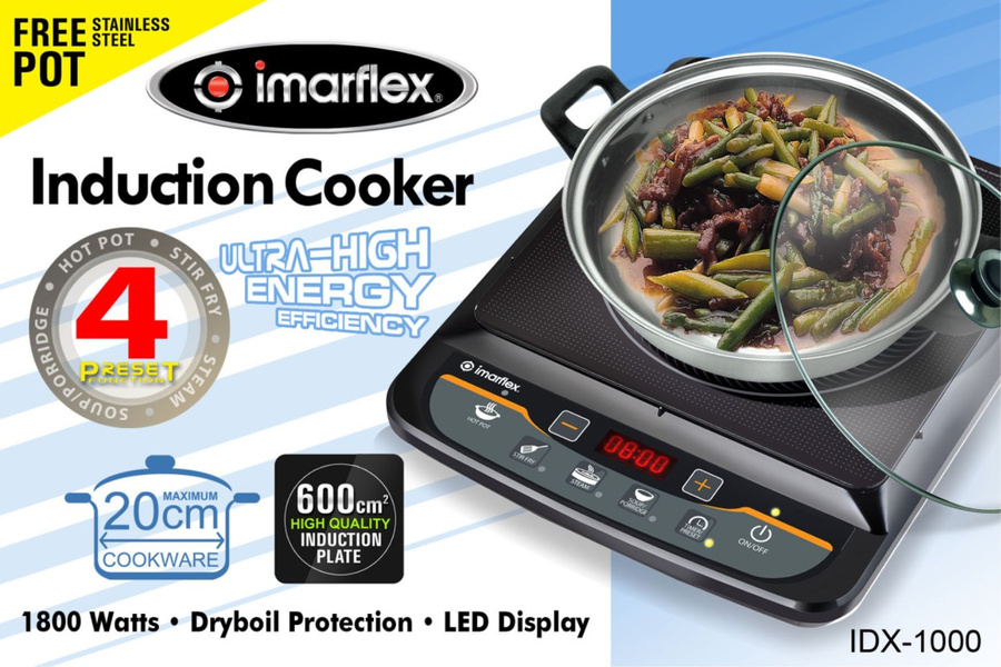 Imarflex Original Single Burner Induction Cooker with FREE Pot IDX1000